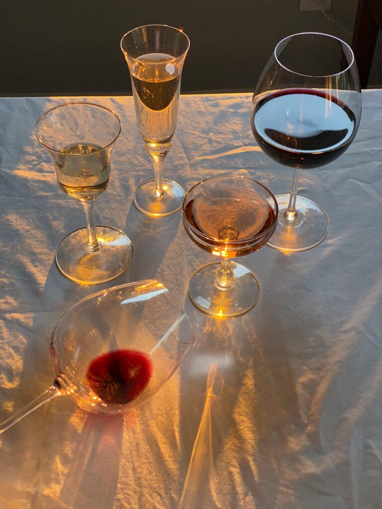 Dinner party wine glasses