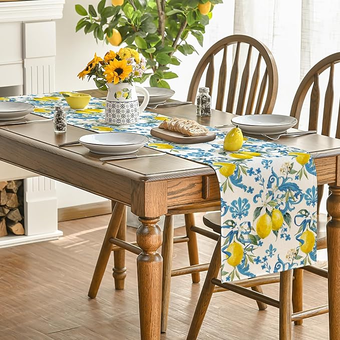 Blue and Lemon Table Runner