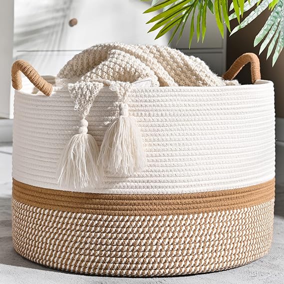 Large Woven Blanket Basket