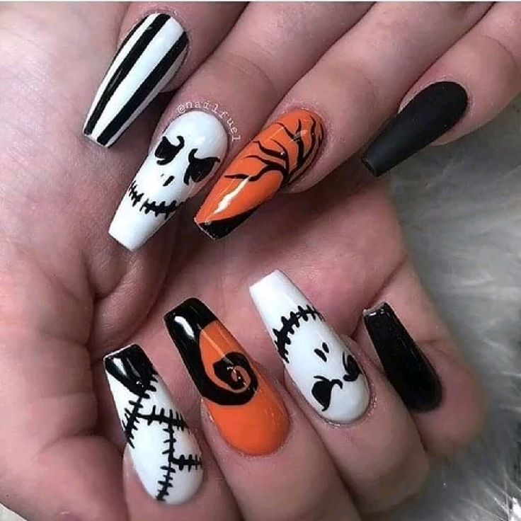 jack skellington halloween nails